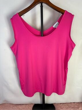 Clear Sky - Bright Pink Stretchy Scoop Neck Tank Top - Size 1X